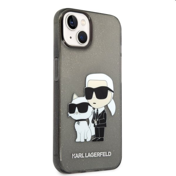 Zadný kryt Karl Lagerfeld IML Glitter Karl and Choupette NFT pre Apple iPhone 14 Plus, čierna