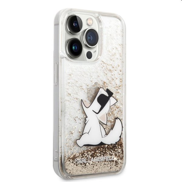 Zadný kryt Karl Lagerfeld Liquid Glitter Choupette Eat pre Apple iPhone 14 Pro Max, zlatá Zadný kryt Karl Lagerfeld Liquid Glitter Choupette Eat pre Apple iPhone 14 Pro Max, zlatá