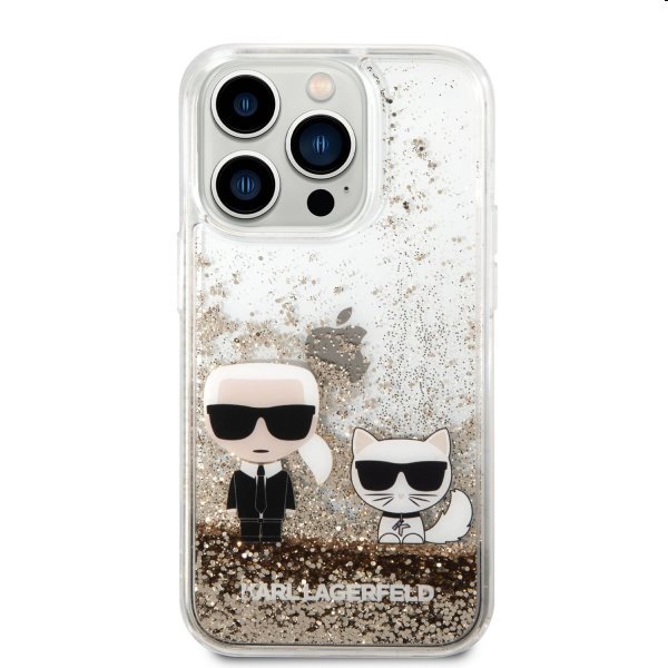 Zadný kryt Karl Lagerfeld Liquid Glitter Karl and Choupette pre Apple iPhone 14 Pro Max, zlatá Zadný kryt Karl Lagerfeld Liquid Glitter Karl and Choupette pre Apple iPhone 14 Pro Max, zlatá