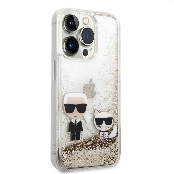 Zadný kryt Karl Lagerfeld Liquid Glitter Karl and Choupette pre Apple iPhone 14 Pro Max, zlatá Zadný kryt Karl Lagerfeld Liquid Glitter Karl and Choupette pre Apple iPhone 14 Pro Max, zlatá