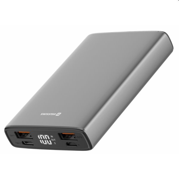 Swissten Aluminum powerbanka 10 000 mAh 20 W, PD, šedá