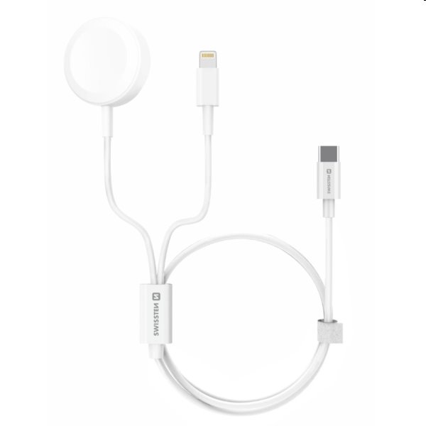 Swissten Nabíjací magnetický kábel 2v1 pre Apple Watch a Lightning 1,2 m, biela Swissten Nabíjací magnetický kábel 2v1 pre Apple Watch a Lightning 1,2 m, biela