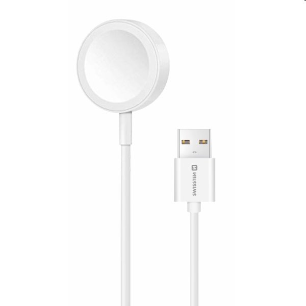 Swissten Nabíjací magnetický kábel pre Apple Watch USB-A 1,2 m, biela Swissten Nabíjací magnetický kábel pre Apple Watch USB-A 1,2 m, biela