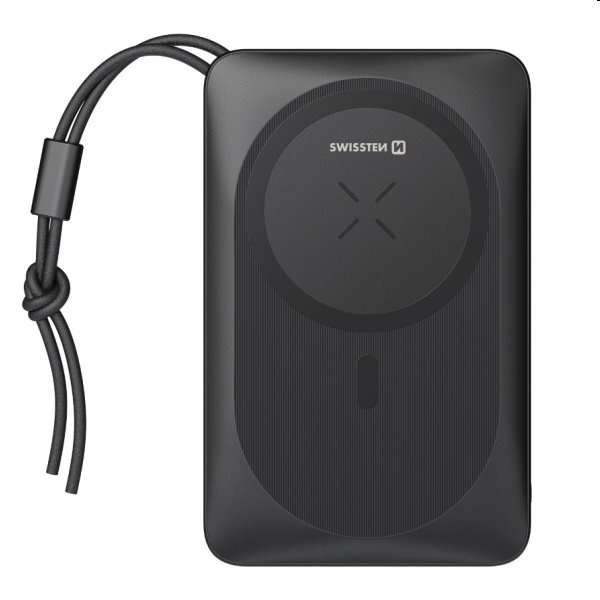 Swissten powerbanka MagSafe 10 000 mAh, čierna Swissten powerbanka MagSafe 10 000 mAh, čierna