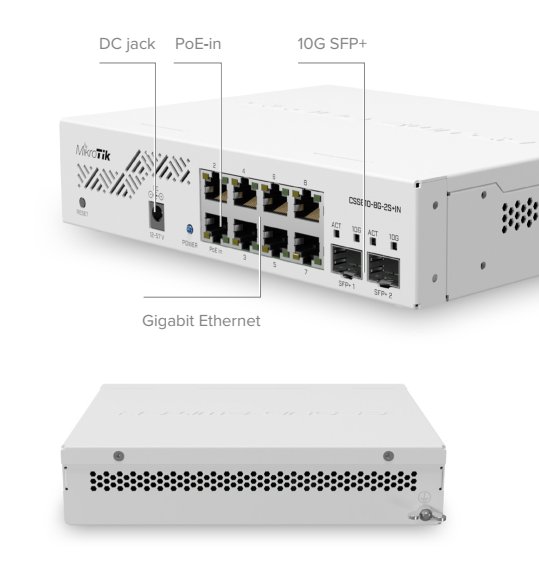 MIKROTIK RouterBOARD Cloud Smart Switch CSS610-8G-2S+IN + SwOS (8x GLAN; 2x SFP+) desktop