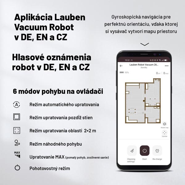 Lauben robotický vysávač 26BB, čierny Lauben robotický vysávač 26BB, čierny