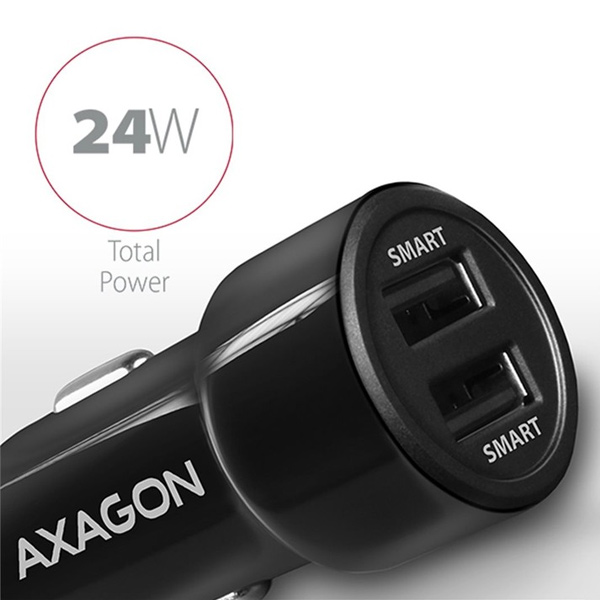 Autonabíjačka AXAGON PWC-5V5 Smart 5 V 2,4 A + 2,4 A, 24 W, čierna