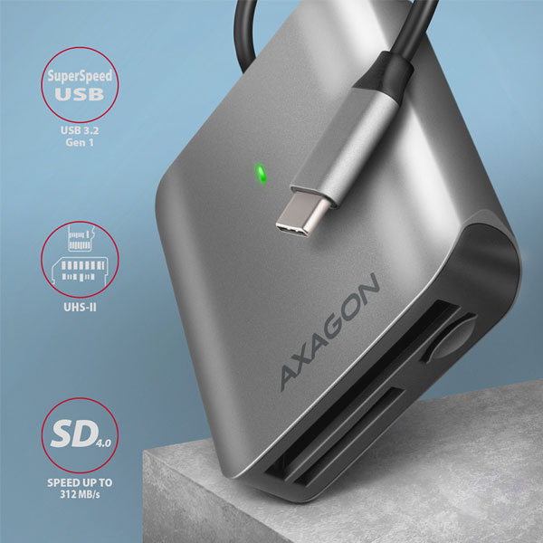AXAGON CRE-S3 Externá čítačka kariet USB-A 3.2 Gen 1, 3-slot & lun SD/microSD/CF, podpora UHS-II AXAGON CRE-S3 Externá čítačka kariet USB-A 3.2 Gen 1, 3-slot & lun SD/microSD/CF, podpora UHS-II
