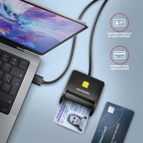 AXAGON CRE-SM3N USB smart karty čítačka kariet AXAGON CRE-SM3N USB smart karty čítačka kariet
