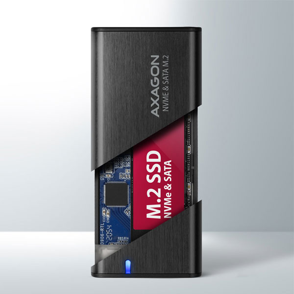 AXAGON EEM2-SB2 USB-C 3.2 Gen 2 - M.2 NVMe a SATA SSD kovový RAW box bez skrutiek, čierny AXAGON EEM2-SB2 USB-C 3.2 Gen 2 - M.2 NVMe a SATA SSD kovový RAW box bez skrutiek, čierny