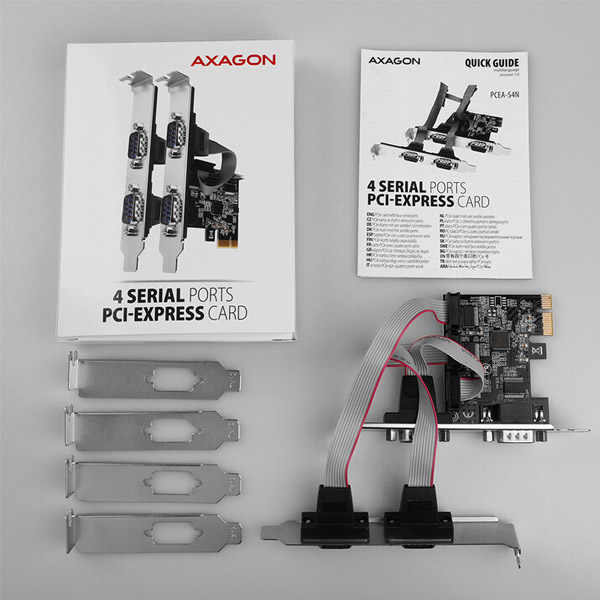 AXAGON PCEA-S4N PCI-Express adaptér čip ASIX AX99100 4x sériový port + LP