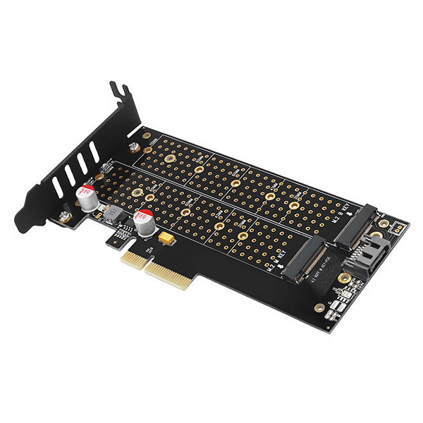 AXAGON PCEM2-D PCI-E 3.0 4x - DUAL M.2 SSD (NVMe + SATA), duálne napätie, až na 110 mm SSD AXAGON PCEM2-D PCI-E 3.0 4x - DUAL M.2 SSD (NVMe + SATA), duálne napätie, až na 110 mm SSD