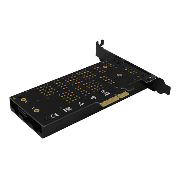 AXAGON PCEM2-DC PCI-E 3.0 4x - DUAL M.2 SSD (NVMe + SATA), duálne napätie, až na 110 mm SSD, fan + heatsink AXAGON PCEM2-DC