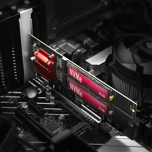 AXAGON PCEM2-ND PCE-E 3.0 8x radič - dual M.2 NVMe M-key slot podpora dosiek bez bifurkácie, SP & LP, up to 110 mm SSD AXAGON PCEM2-ND PCE-E 3.0 8x radič - dual M.2 NVMe M-key slot podpora dosiek bez bifurkácie, SP & LP, up to 110 mm SSD