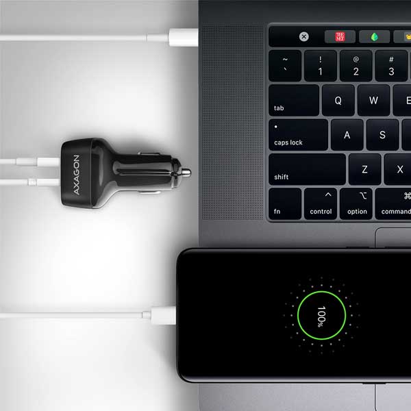AXAGON PWC-PQ38, PD & QUICK nabíjačka do auta 38W, 2x port (USB + USB-C), PD3.0/QC3.0/AFC/FCP/Apple