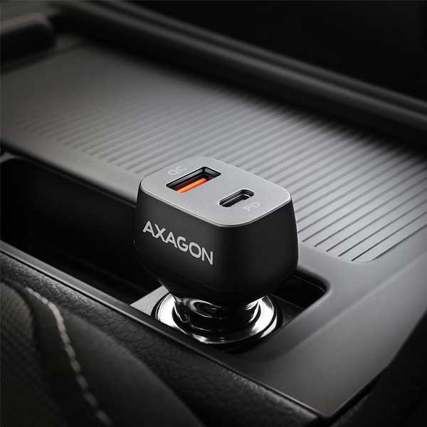 AXAGON PWC-PQ38 autonabíjačka 1x QC3.0 + 1x PD USB-C, 38 W, čierna