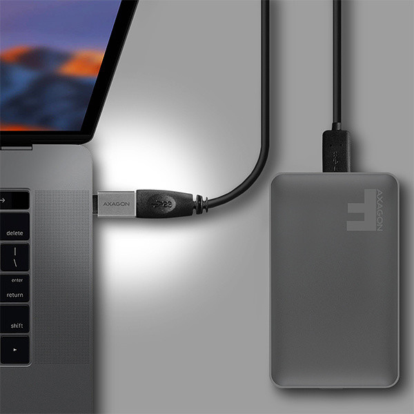 AXAGON RUCM-AFA, redukcia USB-C (M) -> USB-A (F), USB 3.2 Gen 2, 3A, ALU