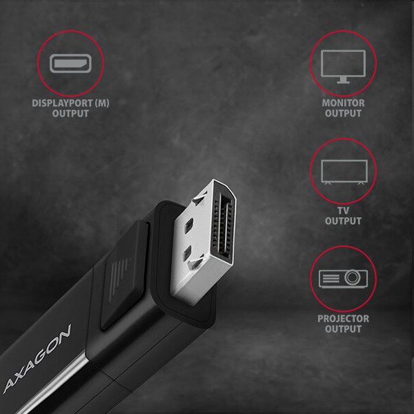 AXAGON RVC-DPC kábel USB-C na DisplayPort 1,8 m 4K/60 Hz