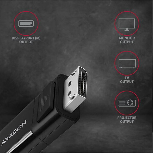 AXAGON RVC-DPC kábel USB-C na DisplayPort 1,8 m 4K/60 Hz AXAGON RVC-DPC kábel USB-C na DisplayPort 1,8 m 4K/60 Hz