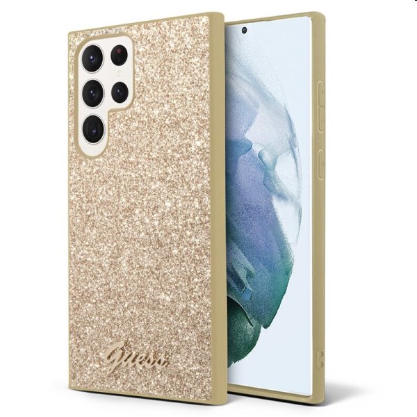 Puzdro Guess PC/TPU Glitter Flakes Metal Logo pre Samsung Galaxy S23 Ultra, zlaté Puzdro Guess PC/TPU Glitter Flakes Metal Logo pre Samsung Galaxy S23 Ultra, zlaté