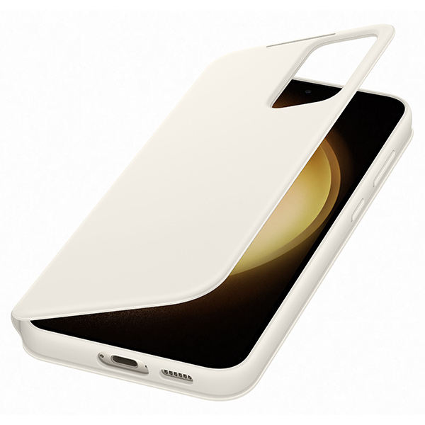 Knižkové puzdro Smart View Wallet pre Samsung Galaxy S23 Plus, krémová