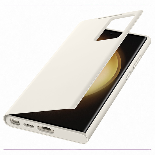 Knižkové puzdro Smart View Wallet pre Samsung Galaxy S23 Ultra, krémová