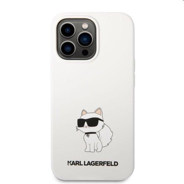 Zadný kryt Karl Lagerfeld Liquid Silicone Choupette NFT pre Apple iPhone 13 Pro, biela