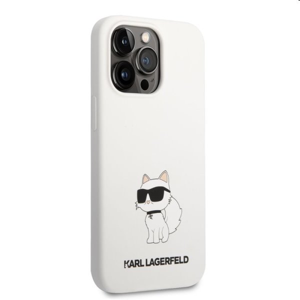 Zadný kryt Karl Lagerfeld Liquid Silicone Choupette NFT pre Apple iPhone 13 Pro, biela