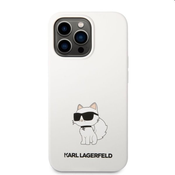 Zadný kryt Karl Lagerfeld Liquid Silicone Choupette NFT pre Apple iPhone 13 Pro Max, biela