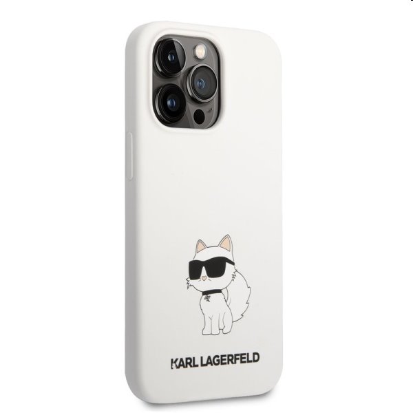 Zadný kryt Karl Lagerfeld Liquid Silicone Choupette NFT pre Apple iPhone 13 Pro Max, biela