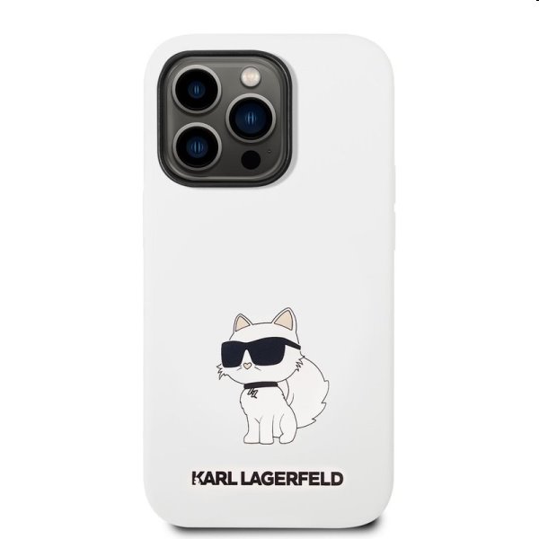 Zadný kryt Karl Lagerfeld Liquid Silicone Choupette NFT pre Apple iPhone 14 Pro Max, biela