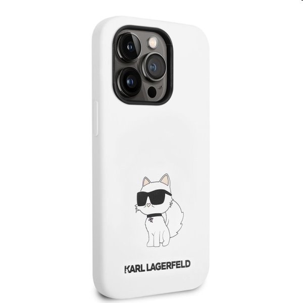 Zadný kryt Karl Lagerfeld Liquid Silicone Choupette NFT pre Apple iPhone 14 Pro Max, biela