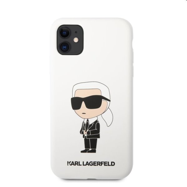 Zadný kryt Karl Lagerfeld Liquid Silicone Ikonik NFT pre Apple iPhone 11, biela