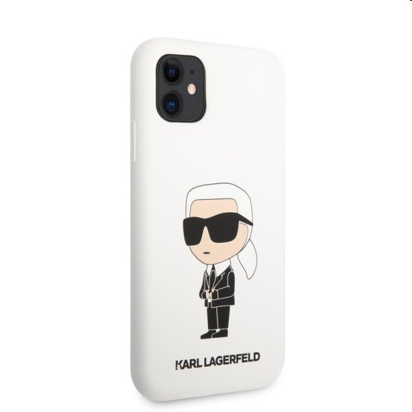 Zadný kryt Karl Lagerfeld Liquid Silicone Ikonik NFT pre Apple iPhone 11, biela