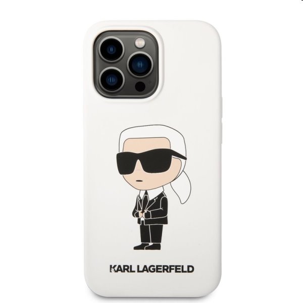 Zadný kryt Karl Lagerfeld Liquid Silicone Ikonik NFT pre Apple iPhone 13 Pro, biela