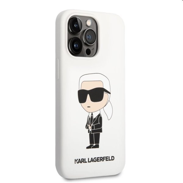 Zadný kryt Karl Lagerfeld Liquid Silicone Ikonik NFT pre Apple iPhone 13 Pro, biela