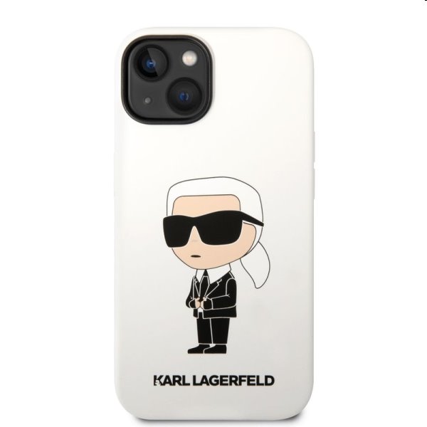 Zadný kryt Karl Lagerfeld Liquid Silicone Ikonik NFT pre Apple iPhone 14, biela