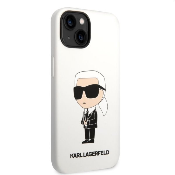 Zadný kryt Karl Lagerfeld Liquid Silicone Ikonik NFT pre Apple iPhone 14, biela