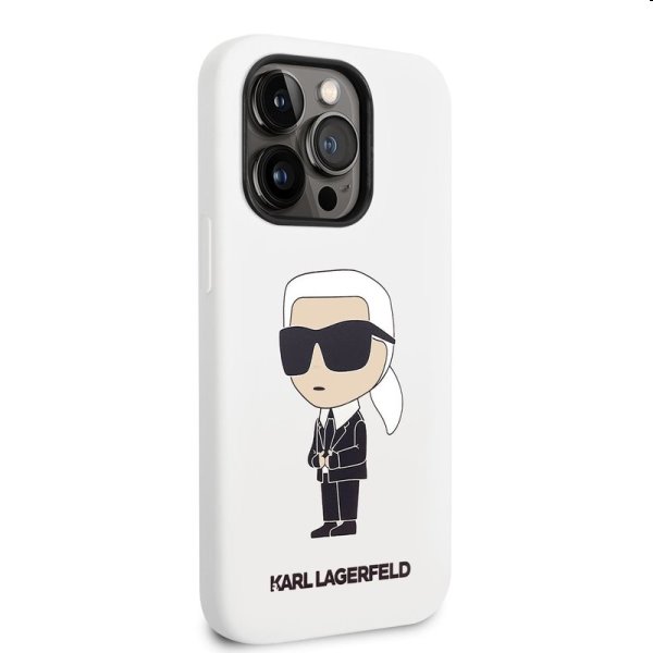 Zadný kryt Karl Lagerfeld Liquid Silicone Ikonik NFT pre Apple iPhone 14 Pro, biela