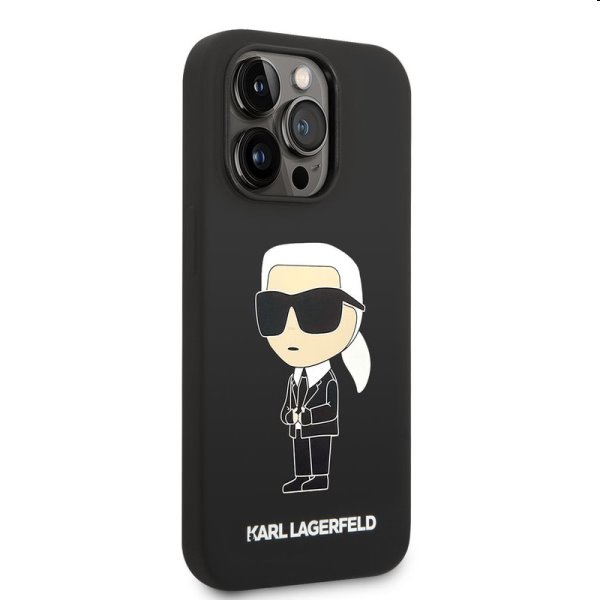 Zadný kryt Karl Lagerfeld Liquid Silicone Ikonik NFT pre Apple iPhone 14 Pro, čierna