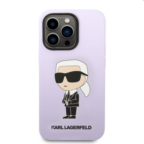 Zadný kryt Karl Lagerfeld Liquid Silicone Ikonik NFT pre Apple iPhone 14 Pro, fialová