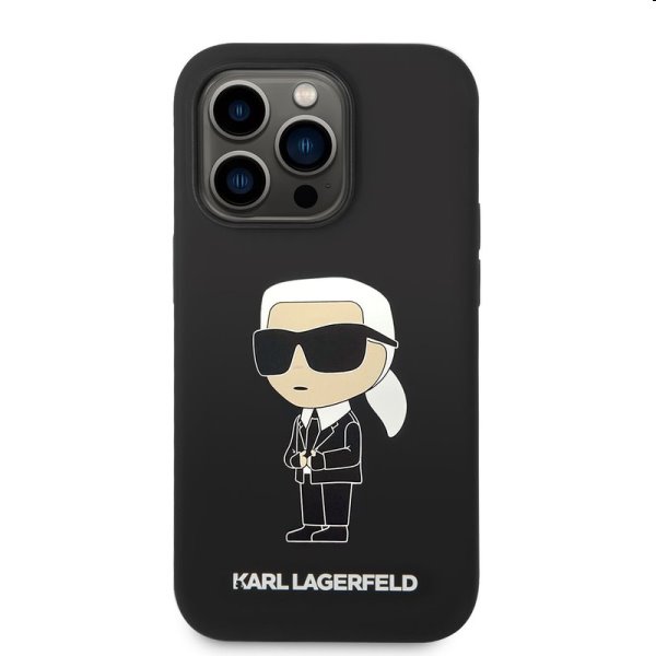 Zadný kryt Karl Lagerfeld Liquid Silicone Ikonik NFT pre Apple iPhone 14 Pro Max, čierna