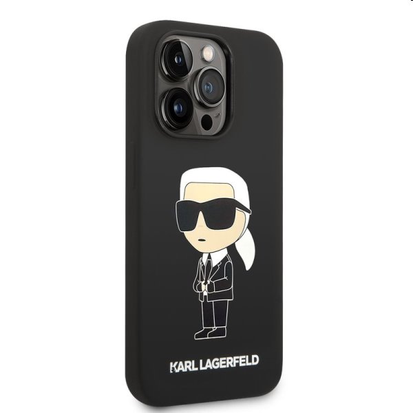 Zadný kryt Karl Lagerfeld Liquid Silicone Ikonik NFT pre Apple iPhone 14 Pro Max, čierna