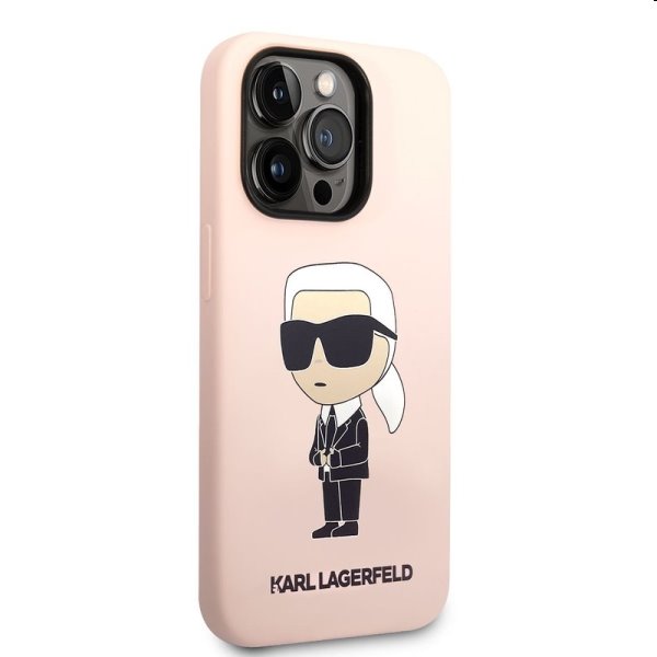 Zadný kryt Karl Lagerfeld Liquid Silicone Ikonik NFT pre Apple iPhone 14 Pro, ružová