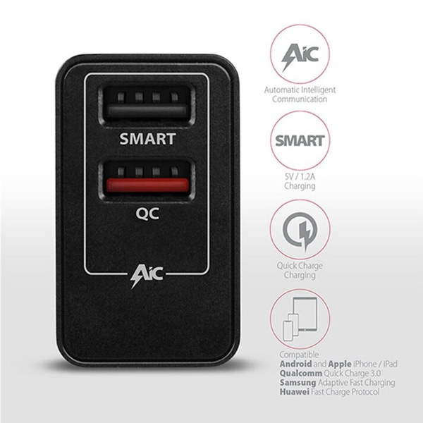 AXAGON ACU-QS24 sieťový adaptér Smart 5 V 1,2 A + 1x QC3.0, 24 W, čierny