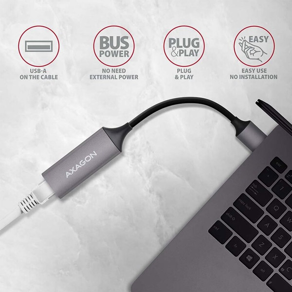 AXAGON ADE-TR Type-A USB3.2 Gen 1 - gigabitový Ethernet 10/100/1000 adaptér