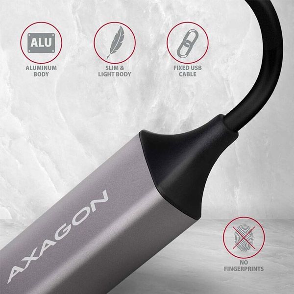 AXAGON ADE-TR, USB-A 3.2 Gen 1 - Gigabitová sieťová karta, automatická inštalácia, titánovo šedá