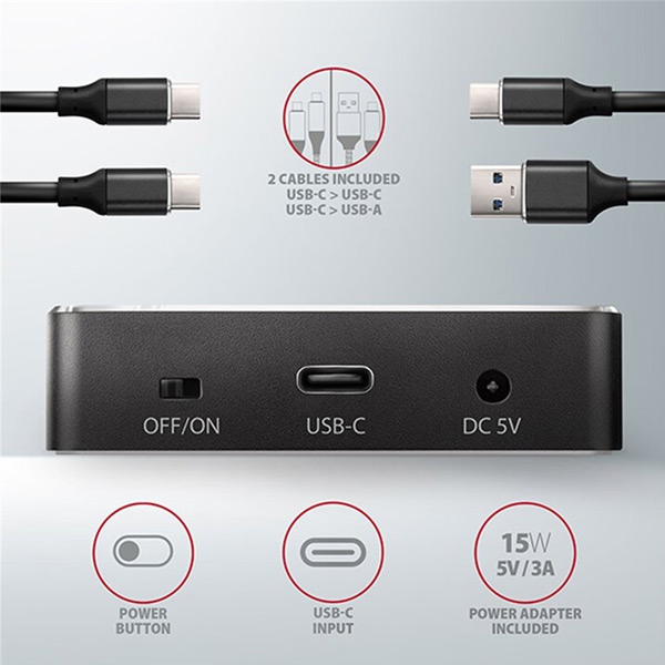 AXAGON ADSA-M2C dokovacia stanica USB-C 3.2 Gen2 pre 2x NVMe CLONE DUAL SDD