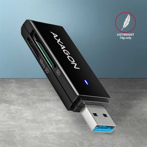 AXAGON CRE-S2N External SLIM čítačka pamäťových kariet, 2 sloty & lun SD/microSD AXAGON CRE-S2N External SLIM čítačka pamäťových kariet, 2 sloty & lun SD/microSD