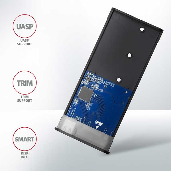 AXAGON EEM2-SG2 USB-C 3.2 Gen 2 - M.2 NVMe & SATA SSD RAW box bez skrutiek, strieborný